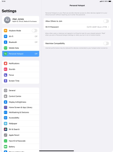 Press Wi-Fi Password and key in the required password.