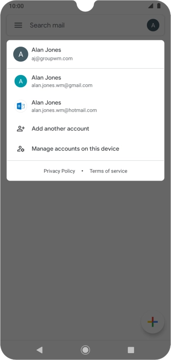 Press the required account.