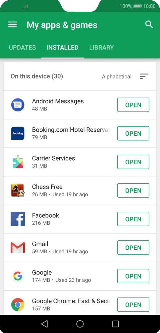 Press the required app.