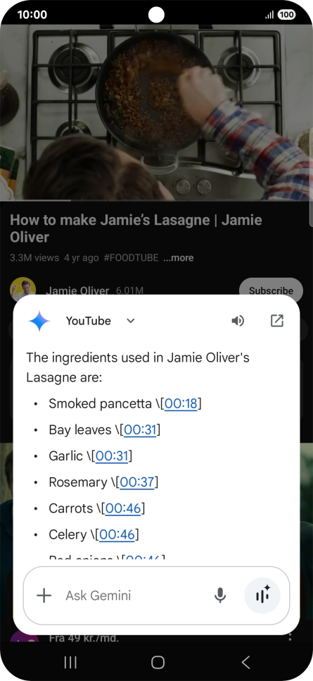 The answer from Gemini to your question is displayed.