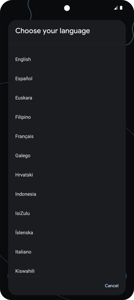 Press the required language.