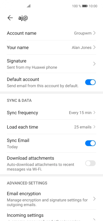 Press Account name and key in the required name.