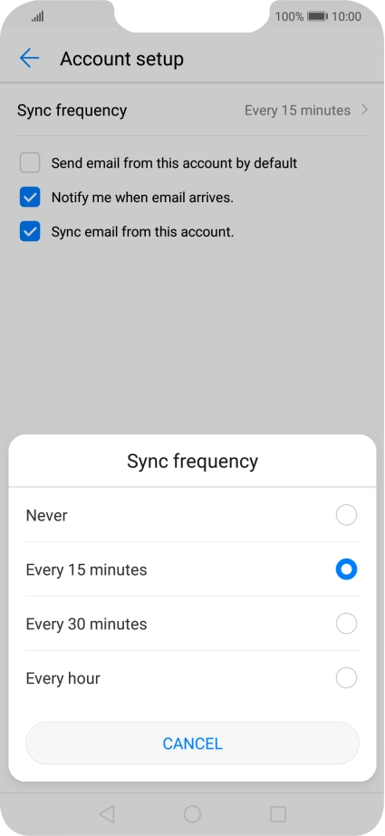Press the required setting.