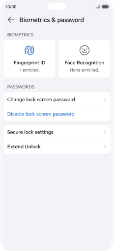 Press Disable lock screen password and key in the additional phone lock code you created earlier.