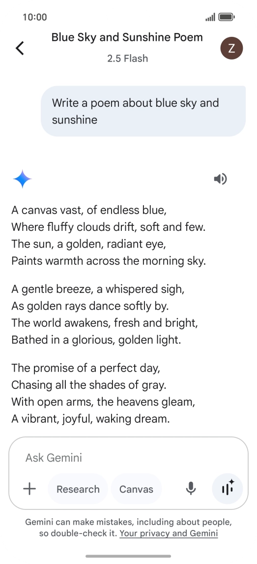 You can ask Gemini to generate a text based on your description.
