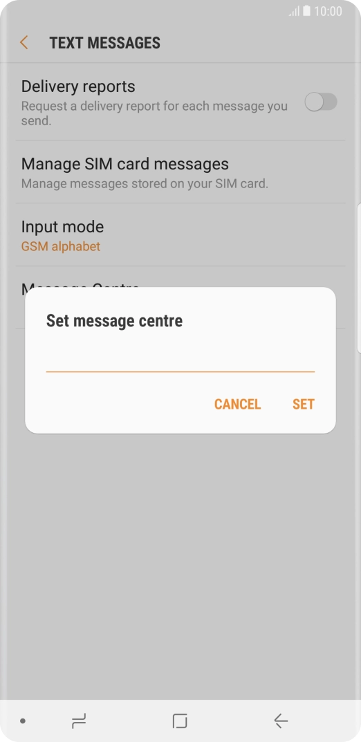 Key in +447958879879 and press SET.