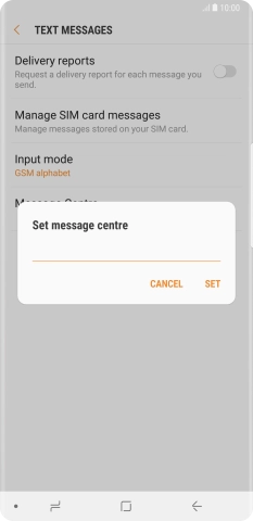 Key in +447958879879 and press SET.