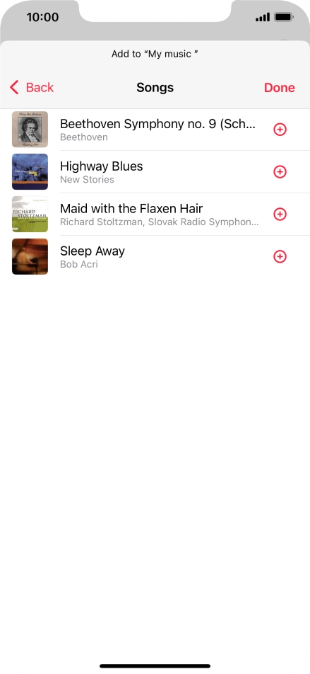 Go to the required category and press the add icon next to the required audio file.