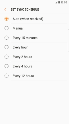 Press the required setting.