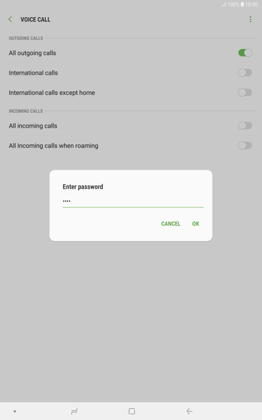 Key in your barring password and press OK.