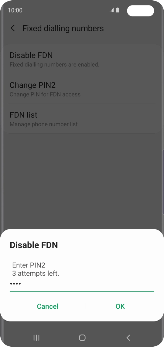 Key in your PIN2 and press OK. The default PIN2 is 0000.