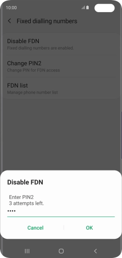 Key in your PIN2 and press OK. The default PIN2 is 0000.