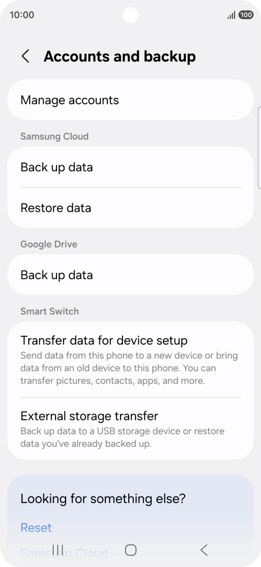 Press Manage accounts.