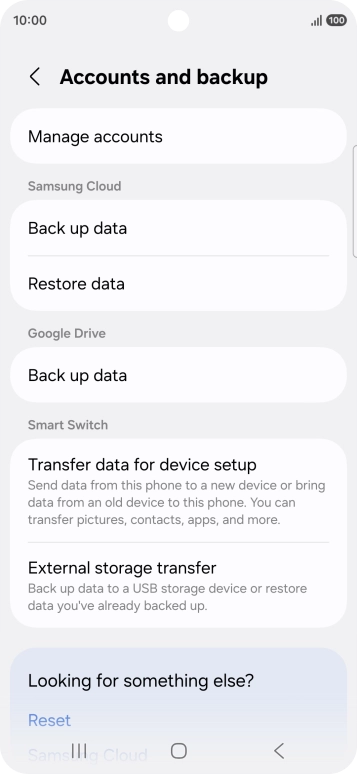 Press Manage accounts.