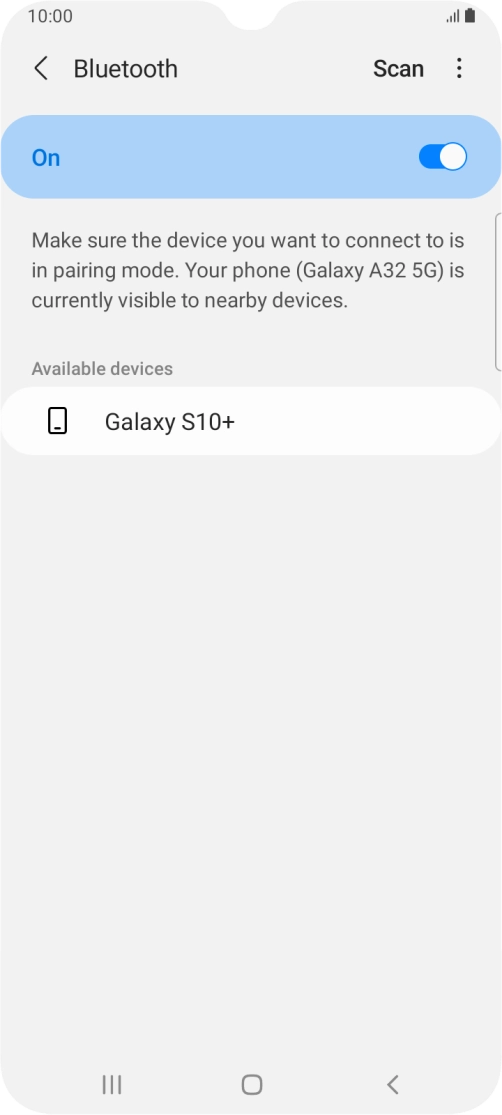 Press the required Bluetooth device and follow the instructions on the screen to pair the device with your phone.