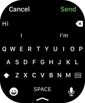 Press the microphone icon and record the message.
