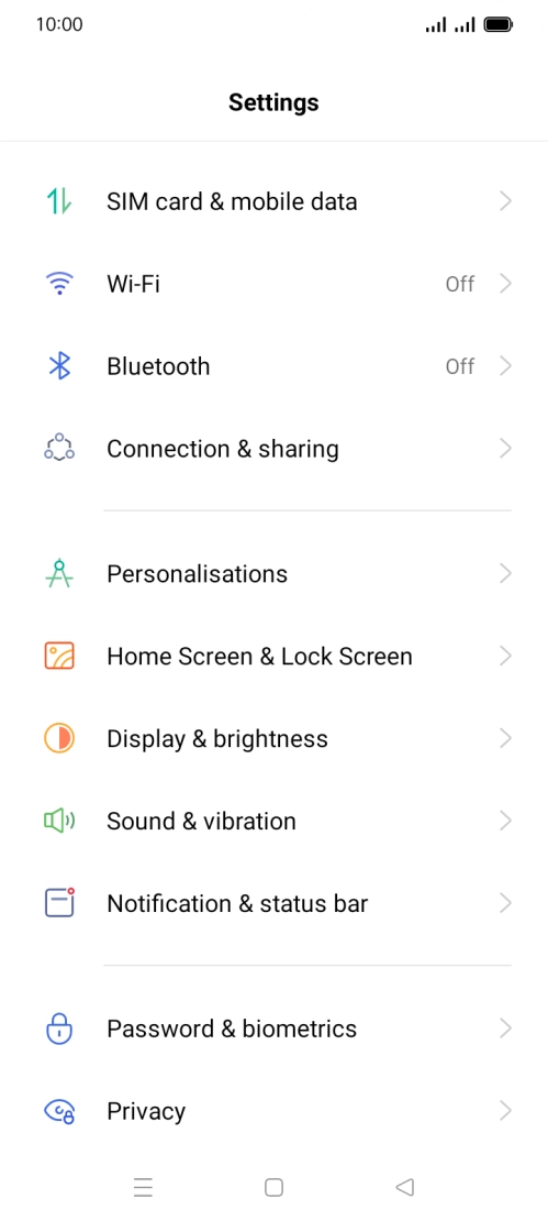 Press SIM card & mobile data.