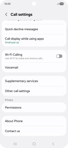 Press Supplementary services.