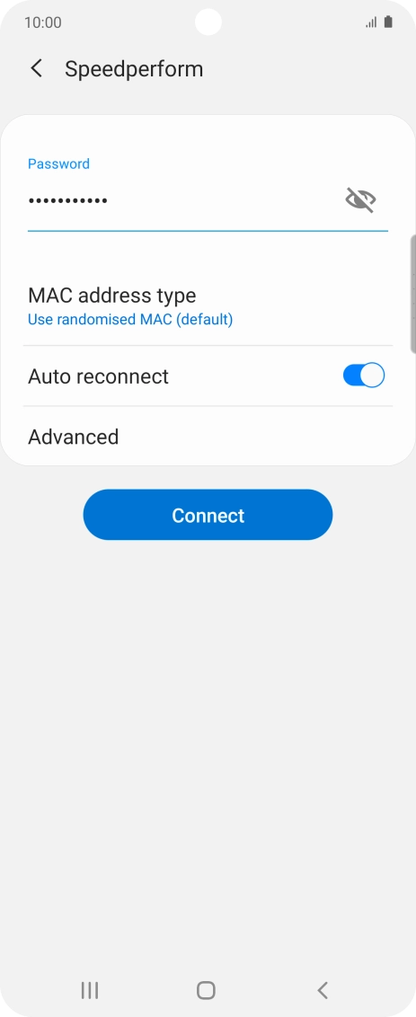 Key in the password for the Wi-Fi network and press Connect.