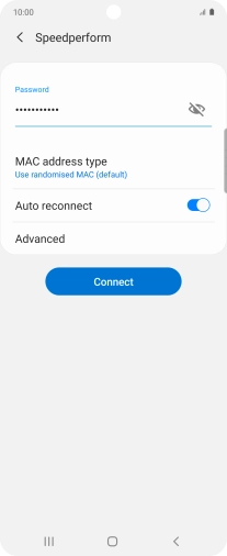 Key in the password for the Wi-Fi network and press Connect.
