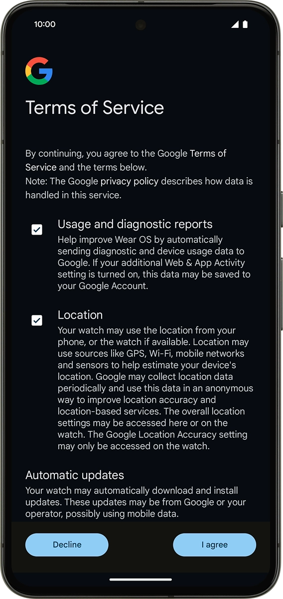 On your phone: Press I agree.