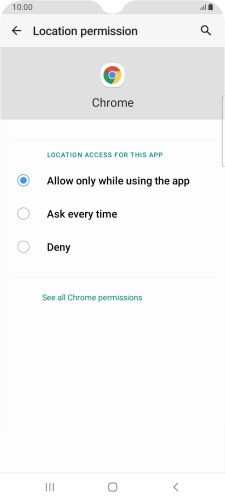 Press the required setting.