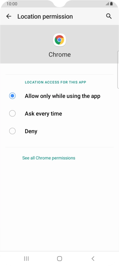 Press the required setting.