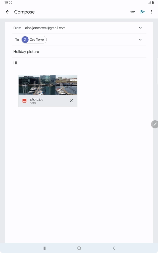 Press the send icon when you've finished your email.