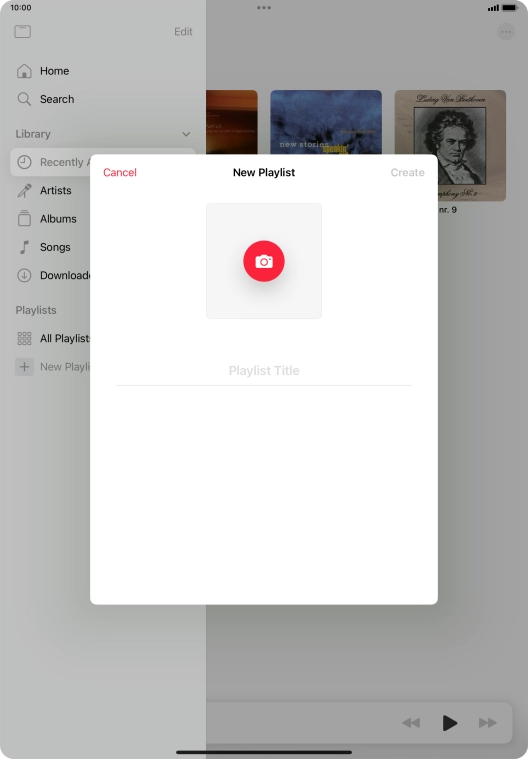 Press the text input field and key in a name for the playlist.