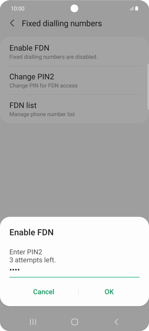 Key in your PIN2 and press OK. The default PIN2 is 0000.
