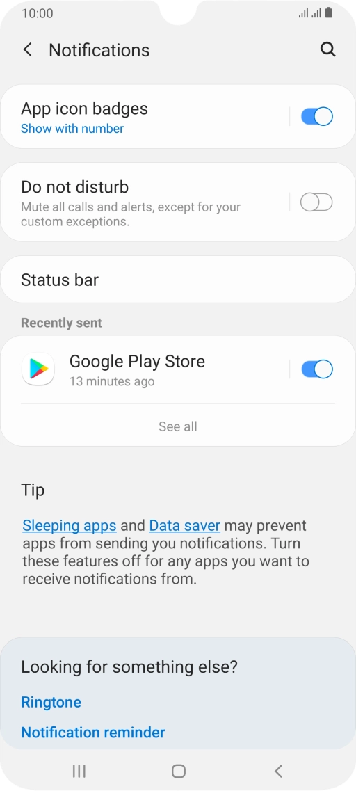 Press the indicator next to the required app to turn the function on or off.