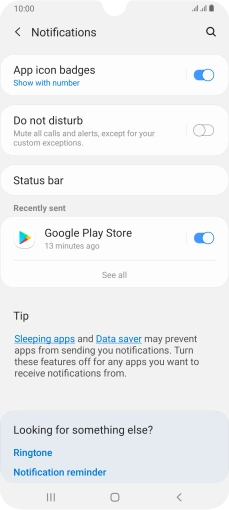 Press the indicator next to the required app to turn the function on or off.