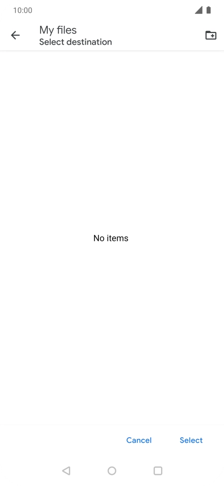 To create a new folder, press the new folder icon and follow the instructions on the screen to create a new folder.