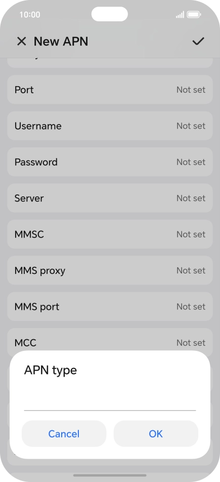 Key in default and press OK.