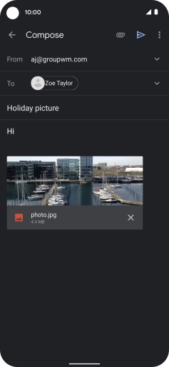 Press the send icon when you've finished your email.