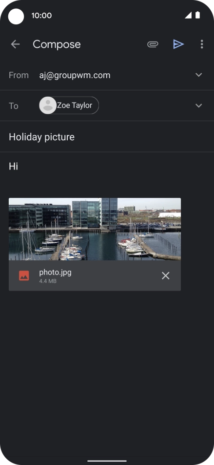 Press the send icon when you've finished your email.