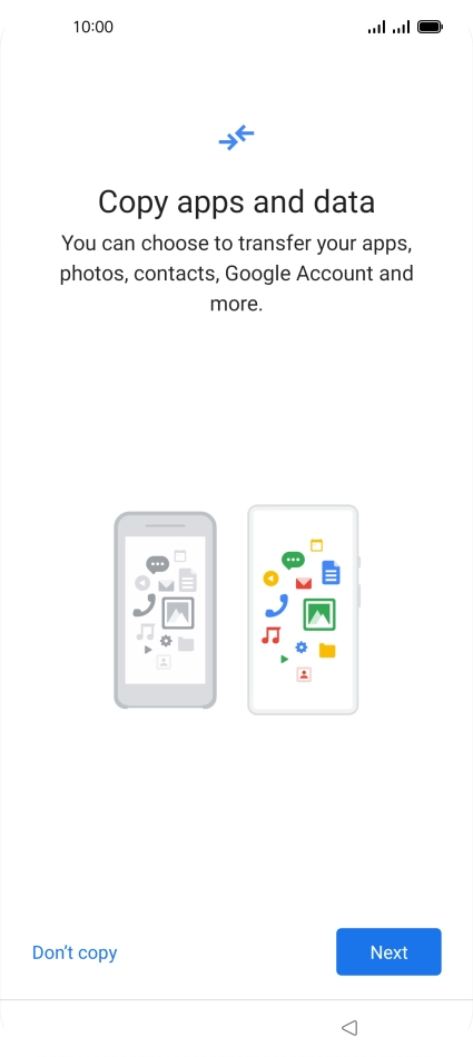 You can transfer the contents of another phone to your phone when it's activated for the first time and after a factory reset. When this screen is displayed, your phone is ready to transfer contents from another phone.