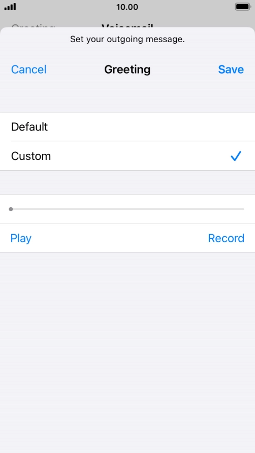 Press Play to play back your greeting.