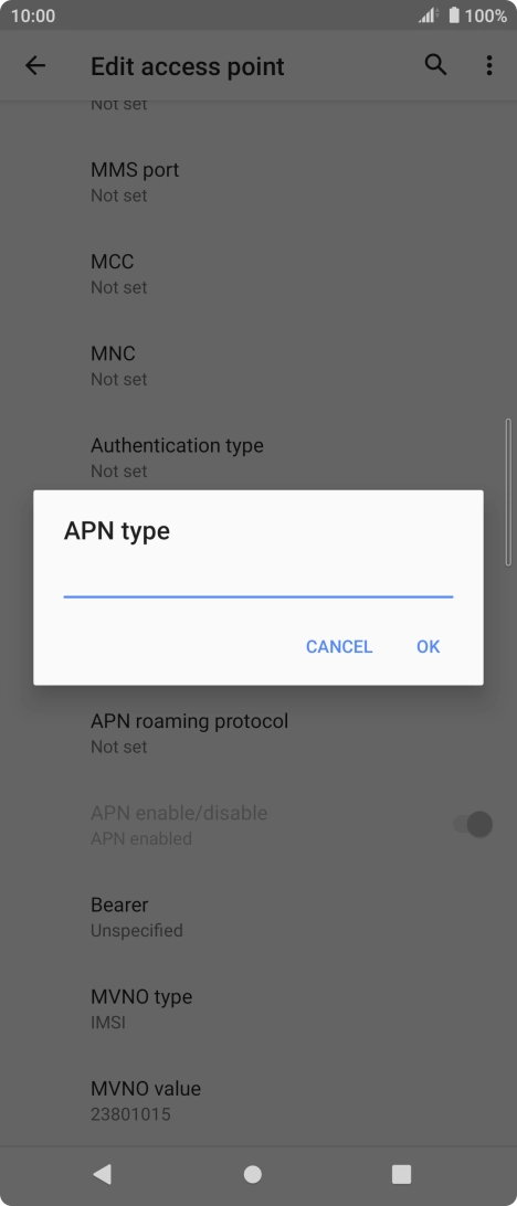 Key in default and press OK.