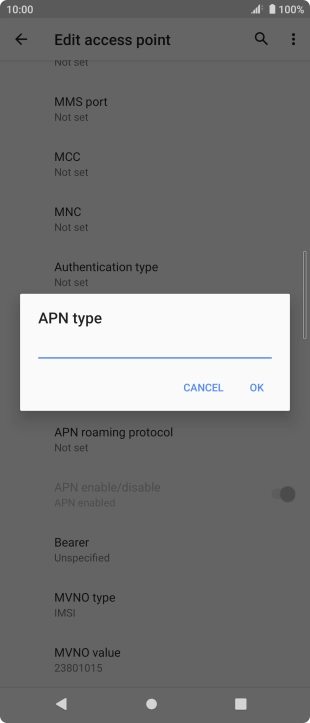 Key in default and press OK.