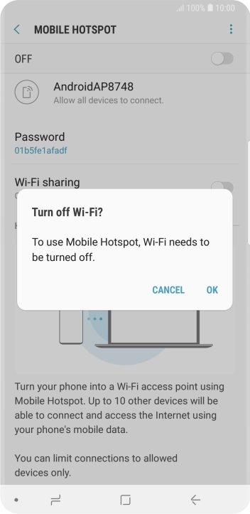 If Wi-Fi is turned on, press OK.