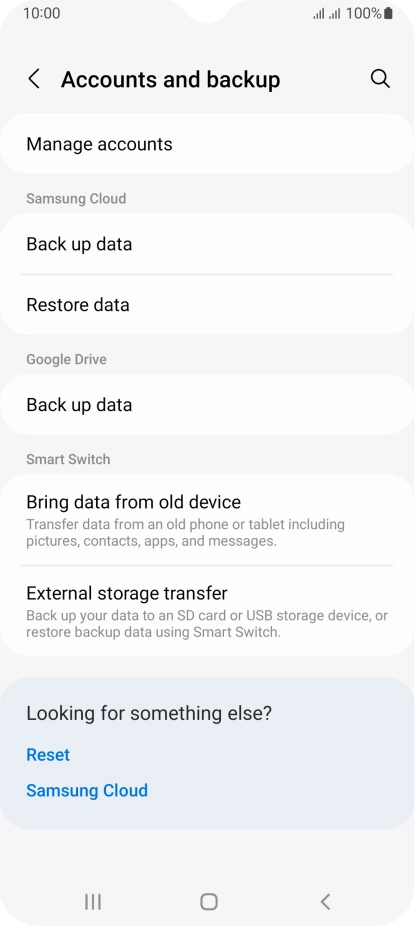 Press Manage accounts.
