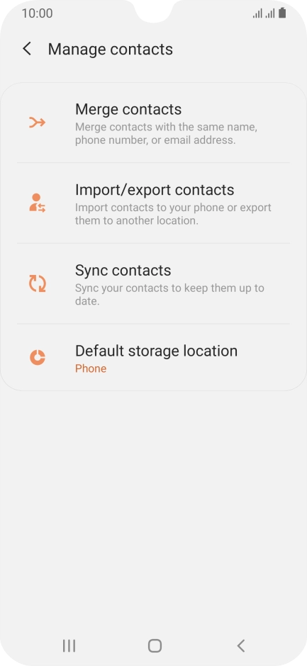 Press Import/export contacts.