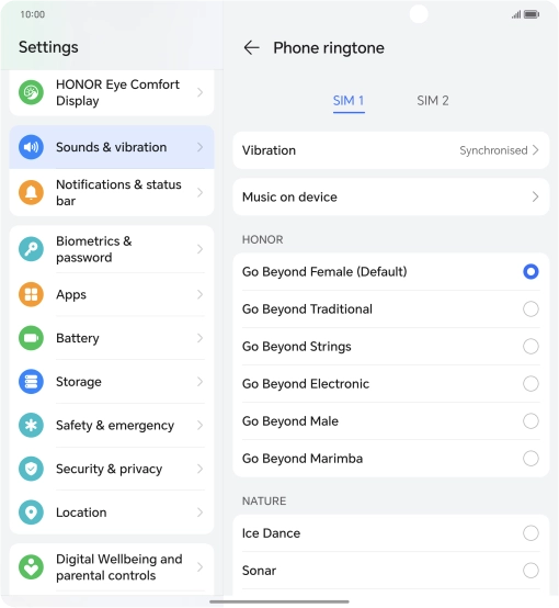 Press the required ring tones to hear them.
