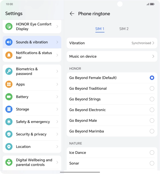 Press the required ring tones to hear them.