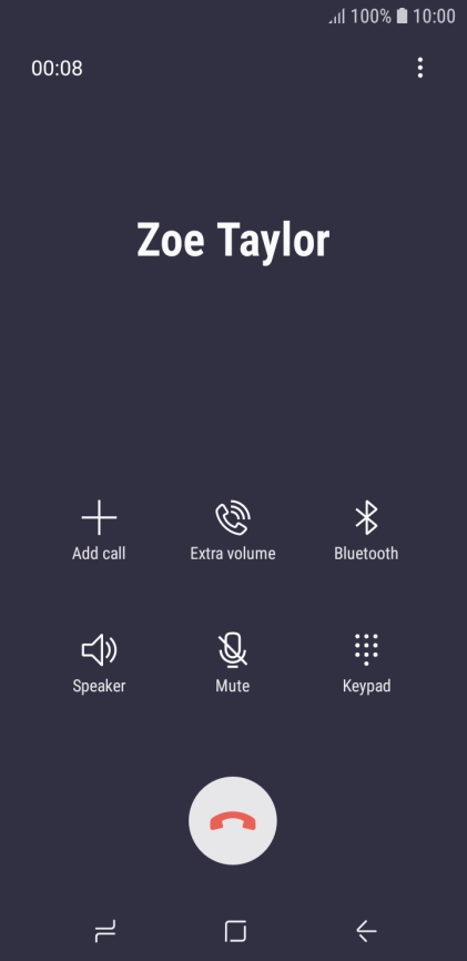 Press the end call icon.