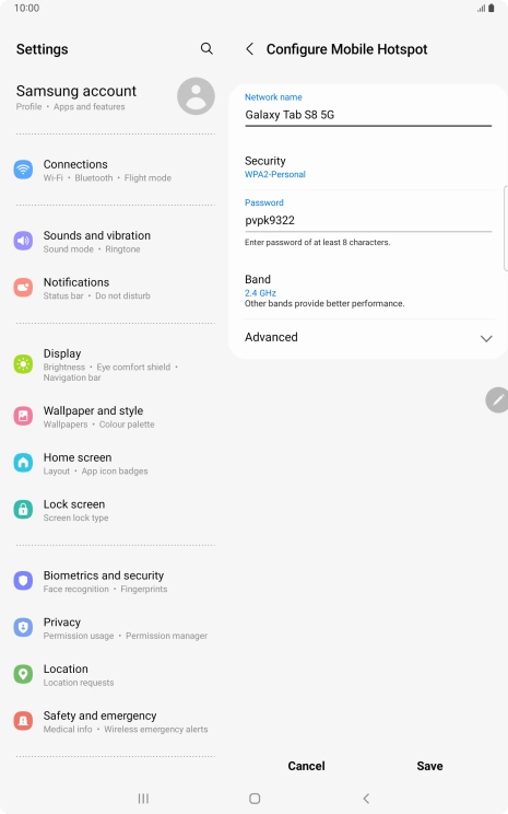 Press the field below 