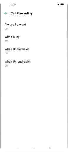 Press the required divert type.