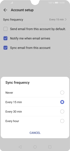 Press the required setting.