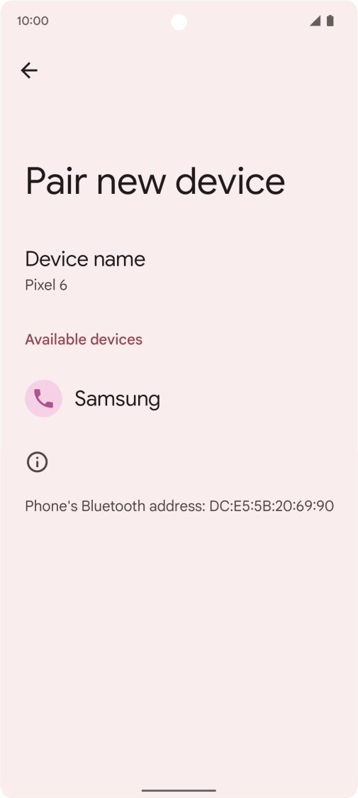 Press the required Bluetooth device and follow the instructions on the screen to pair the device with your phone.